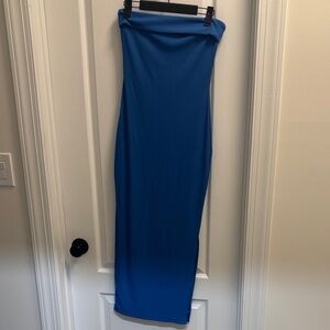 Strapless blue dress